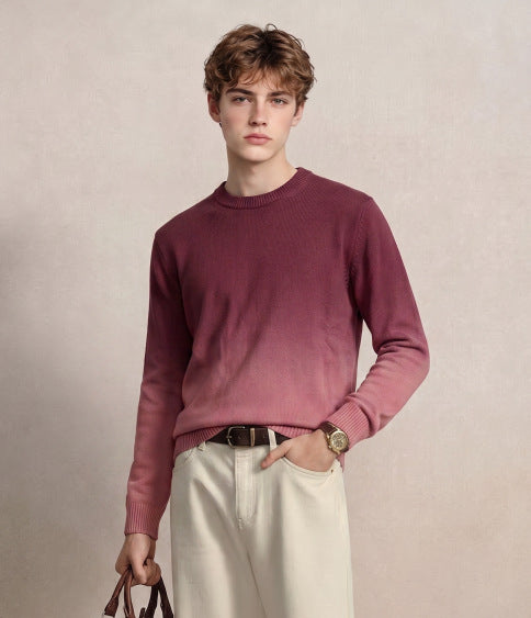 Herren Feinstrick-Pullover mit Dip-Dye-Effekt und Rundhalsausschnitt Echoarchiv