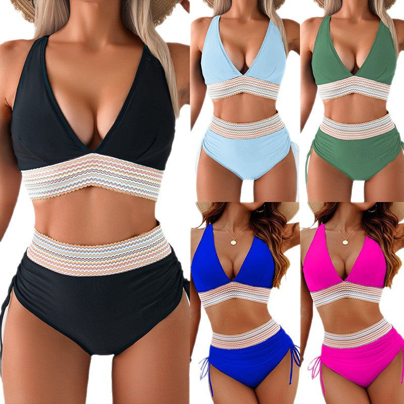 Damen Bikini-Set mit doppeltem Oberteil und verstellbaren Ruffy-Bindungen Echo Archiv