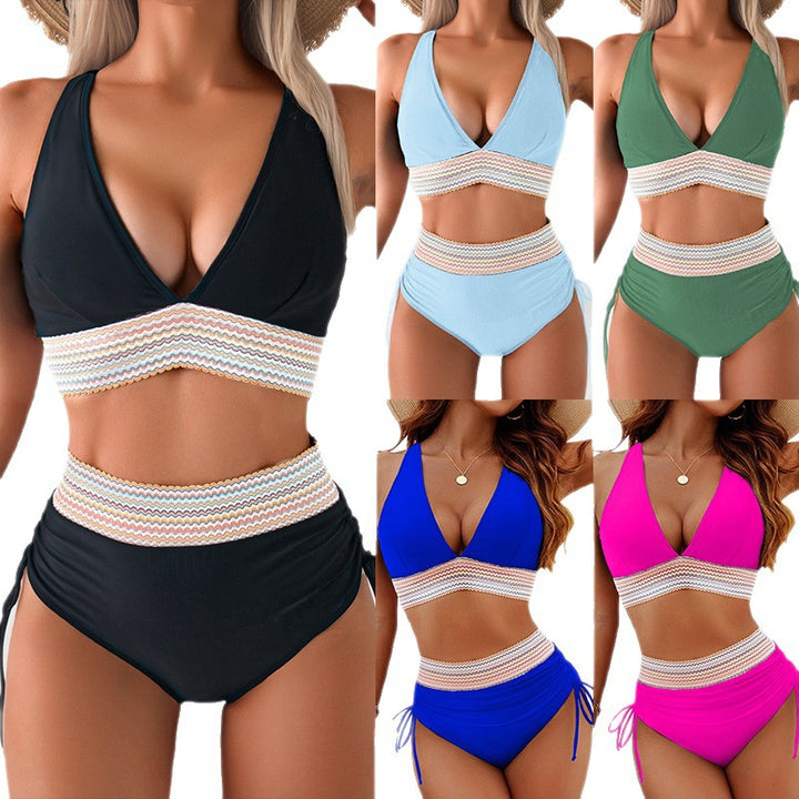 Damen Bikini-Set mit doppeltem Oberteil und verstellbaren Ruffy-Bindungen Echo Archiv