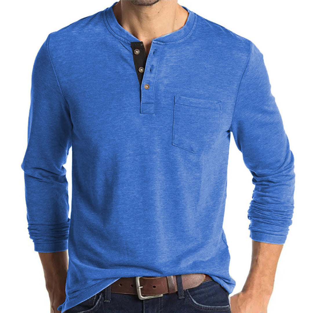 Herren langärmliges Henley-Shirt Echoarchiv