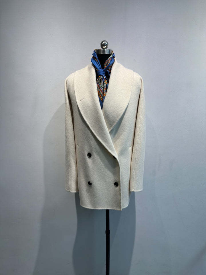 Damen Doppelreiher Strukturierter Wollmischung Jacke Echoarchiv