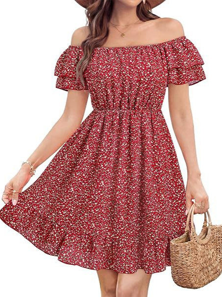 Damen lässiges Sommerkleid mit Rüschendetails Echo Archiv