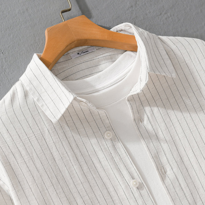 Herren Leichtes Nadelstreifen-Overshirt aus Leinen-Baumwollmix Echoarchiv