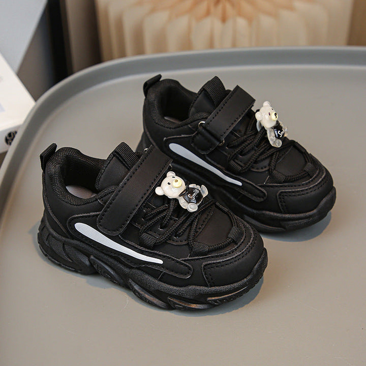 Damen Sportliche Kinder Sneakers mit praktischem Klettverschluss und tierischen Applikationen Echo Archiv