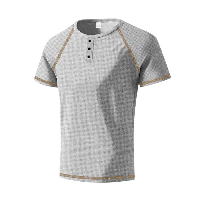 Herren sportliches T-Shirt mit modischem Knopfleisten-Design Echoarchiv