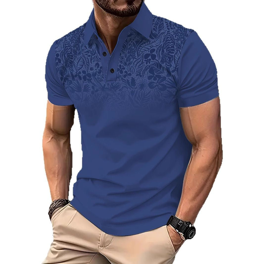Herren Poloshirt mit floralem Design und atmungsaktiver Textur Echoarchiv