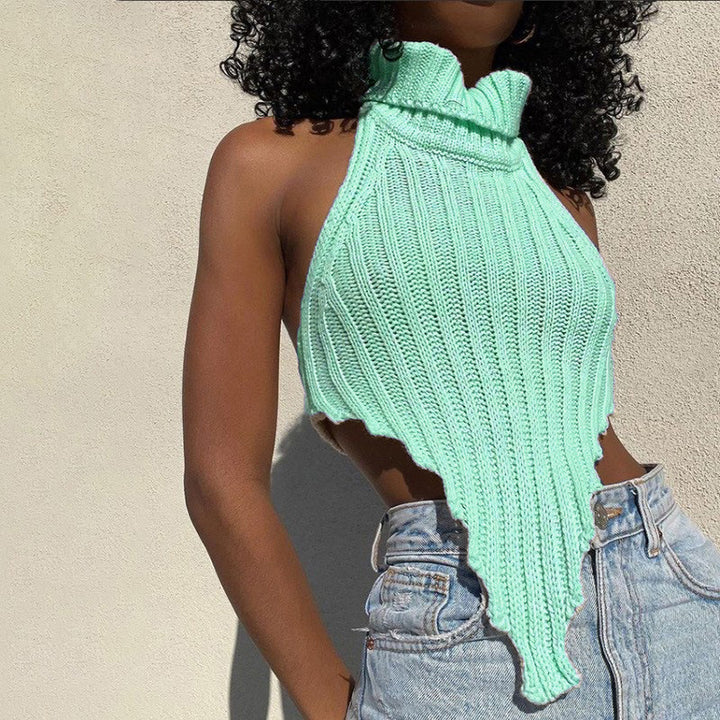 Damen cropped Stricktop mit hohem Kragen Echo Archiv