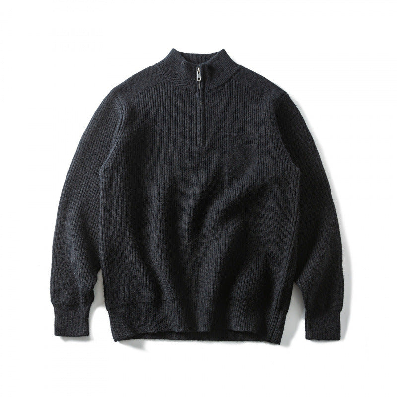 Unisex Grobgestrickter Halbzip‑Pullover mit Troyerkragen und Brusttasche Echo Archiv