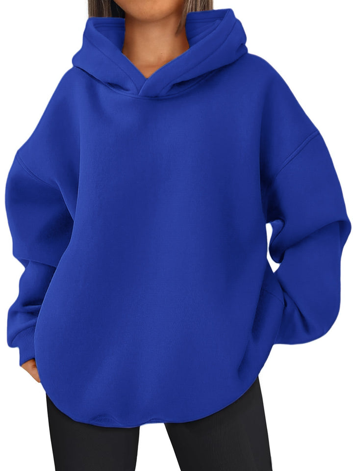 Damen nan kastiger Kapuzenpullover mit doppellagiger Kapuze, überschnittener Schulter und längerem Rückenteil Echo Archiv