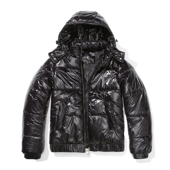Damen glänzende Steppjacke mit abnehmbarer Kapuze Echoarchiv