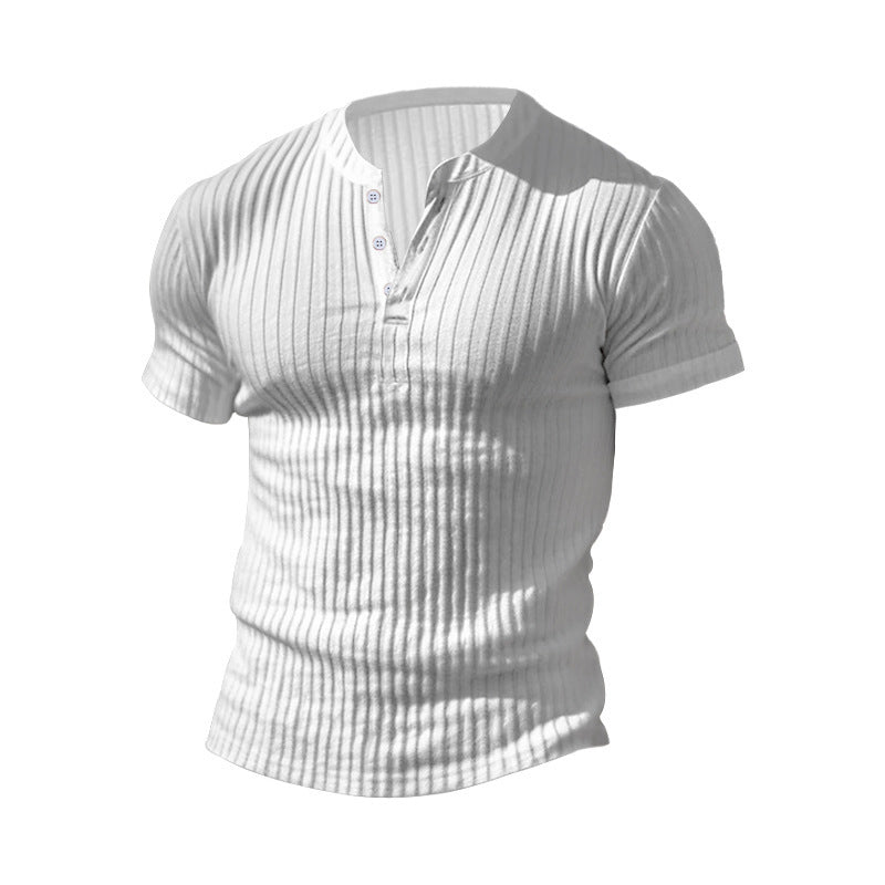 Herren strukturiertes Kurzarm-Henley-Shirt mit modernen Akzenten Echoarchiv