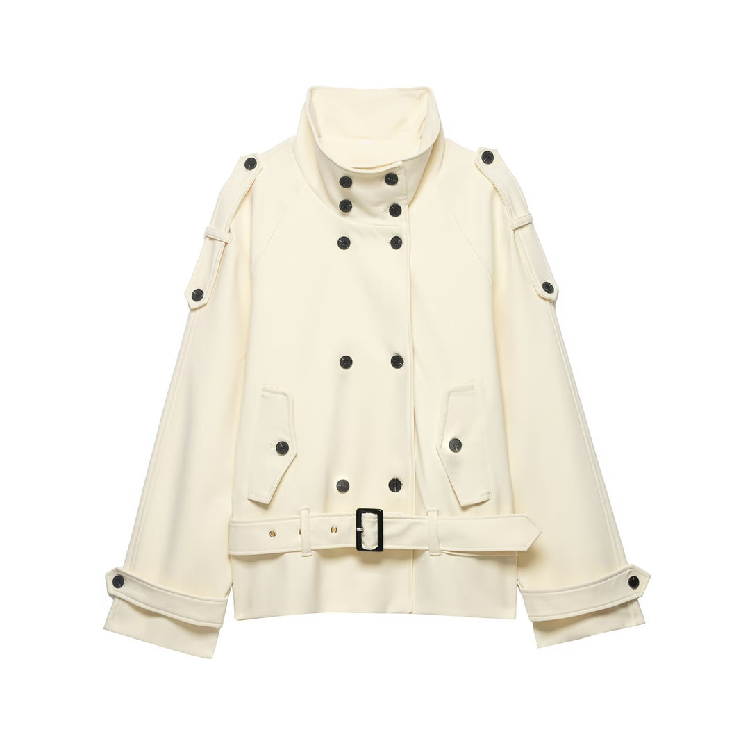 Damen Doppelreihiger Trench‑Cape mit Taillengürtel und Stehkragen Echo Archiv