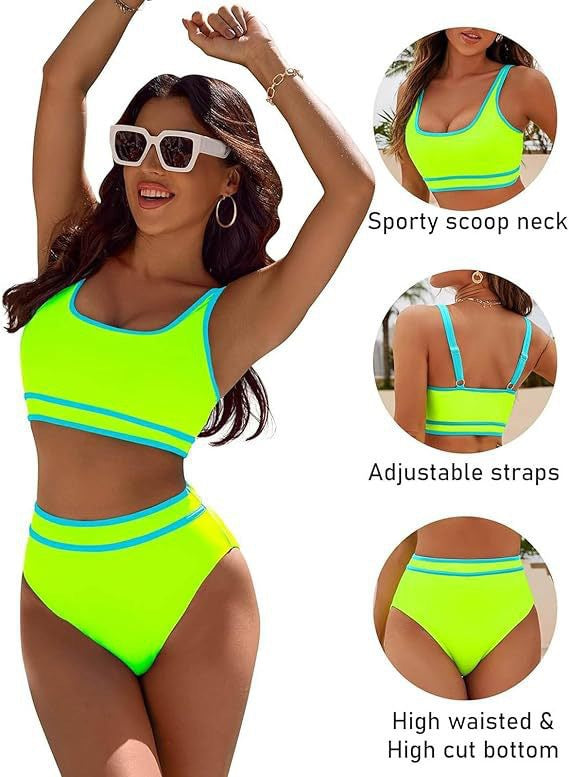 Damen Sportives Bikini-Set mit hohem Bund Echo Archiv