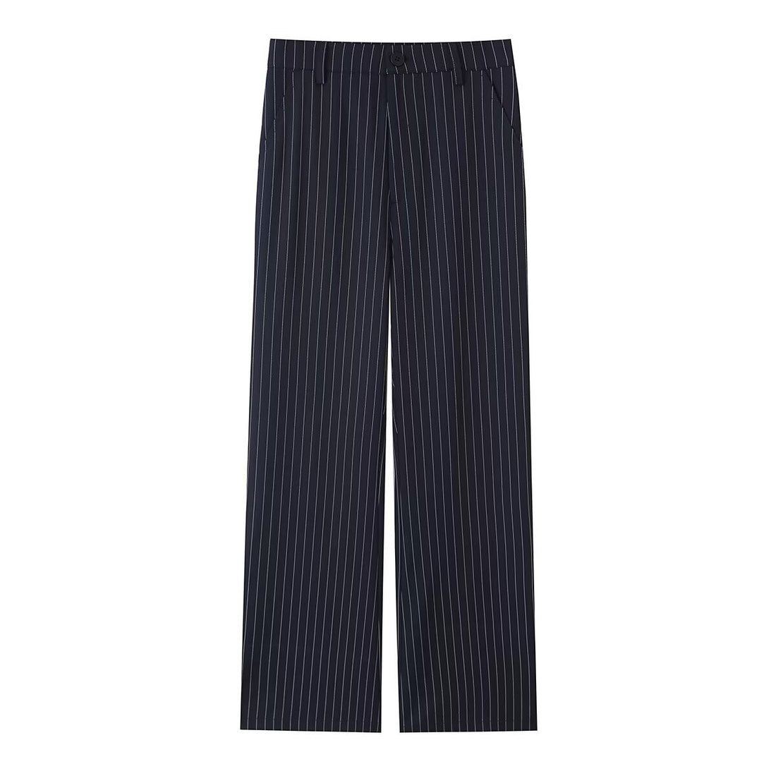 Damen Highwaist-Hose mit weitem Bein und Nadelstreifen Echoarchiv