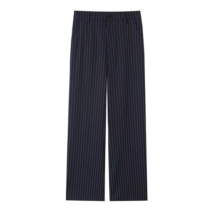 Damen Highwaist-Hose mit weitem Bein und Nadelstreifen Echoarchiv