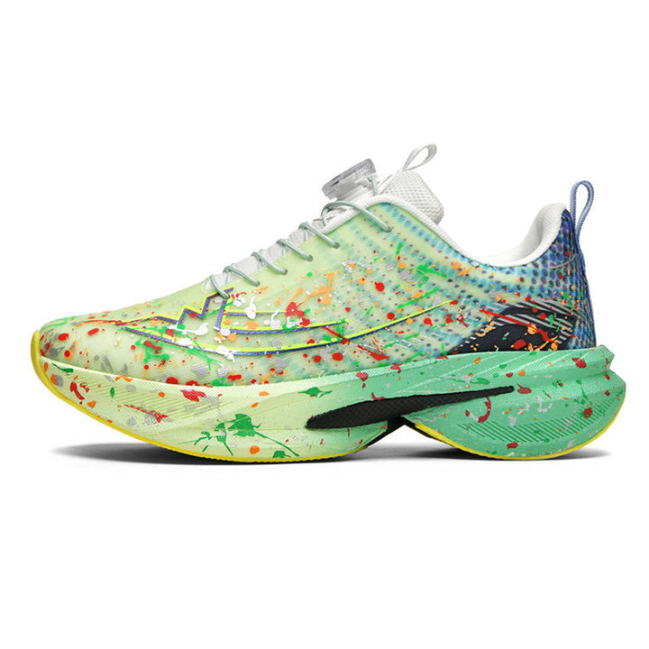 Unisex künstlerische Laufsneaker mit Spritzlack‑Design, reaktiver Hohlkern‑Dämpfung und Drehverschluss – Tavélo