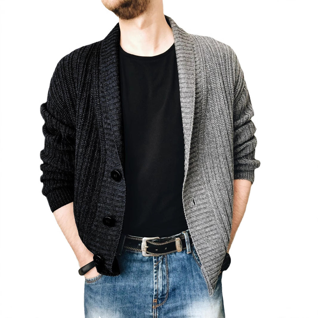 Herren Grobstrick-Cardigan mit Schalkragen, Rippstruktur und markanten Knöpfen Echo Archiv