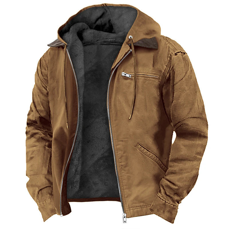Herren Gefütterte Fieldjacke mit Kapuze und Sherpa-Futter – Taviero