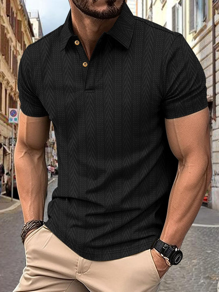 Herren Kurzarm Poloshirt mit strukturiertem Design und eleganter Knopfleiste Echoarchiv