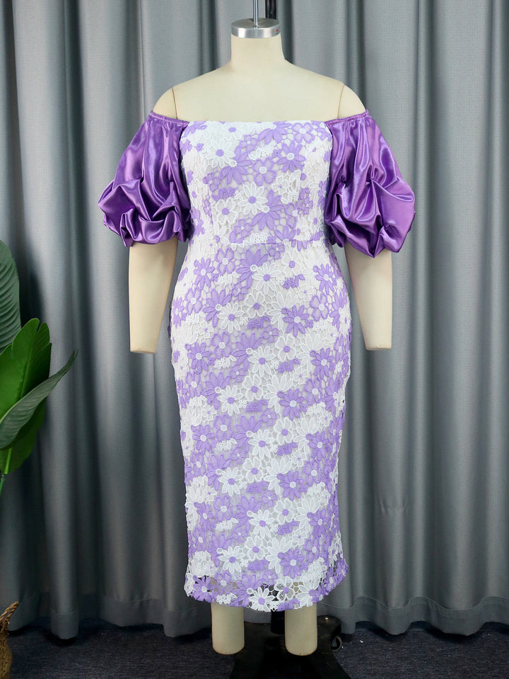 Damen Elegantes Spitzenkleid mit voluminösen Puffärmeln Echo Archiv