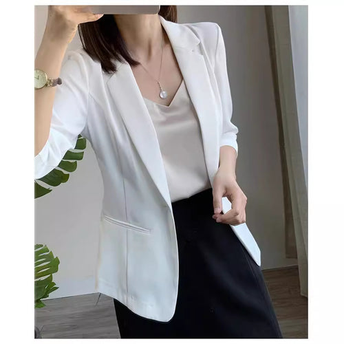 Damen Taillierter Ein‑Knopf‑Blazer mit 3/4‑Ärmeln und strukturierter Teilung Echo Archiv