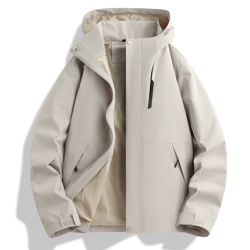 Herren Witterungsbeständige Funktionsjacke mit verstellbarem Kapuzenkragen Echoarchiv