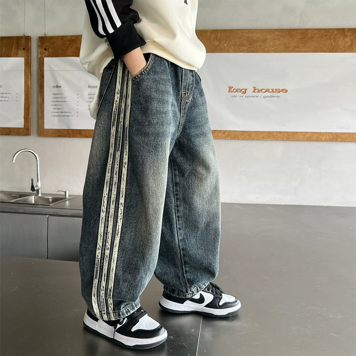 Unisex lässige Baggy-Jeans mit seitlichen Streifen Echo Archiv