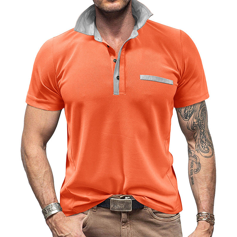 Herren modisches Polohemd mit kontrastierenden Kragen und Brusttasche Echoarchiv