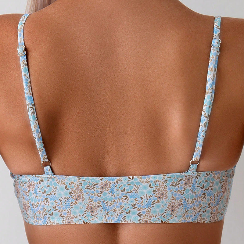 Damen Triangel-Bikini-Set mit floralen Akzenten und elastischen Trägern Echo Archiv