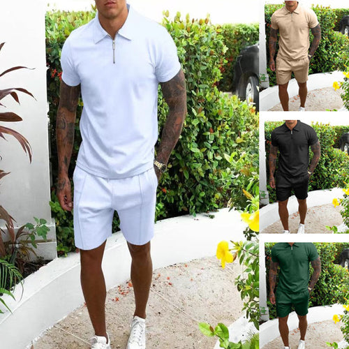 Herren Komfortables Freizeit Polo- und Shorts-Set Echoarchiv