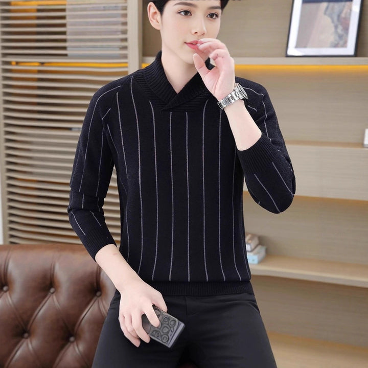 Herren Eleganter Strickpullover mit Stehkragen Echoarchiv
