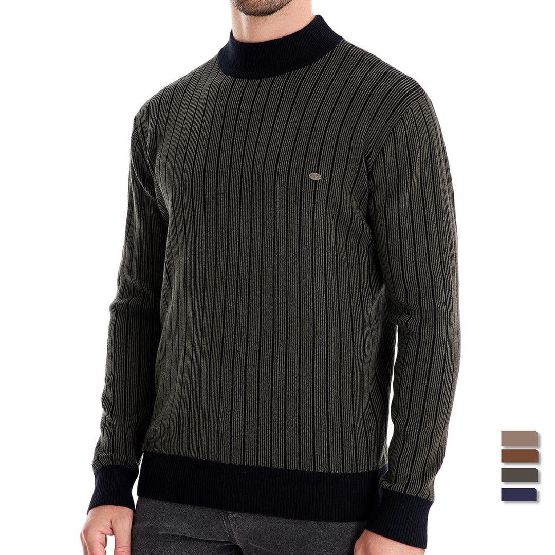 Herren Feinstrickpullover mit Rollkragen und Streifenmuster Echoarchiv