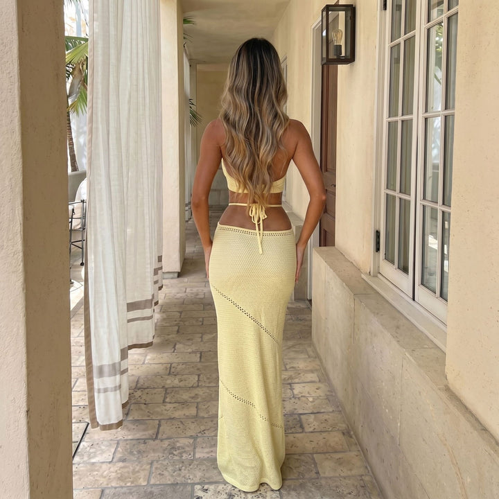 Damen gehäkeltes Cut-Out Maxikleid Echo Archiv