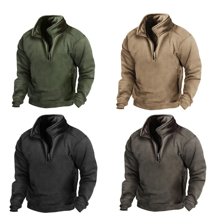 Herren Fleece-Pullover mit hohem Kragen und praktischen Reißverschluss Echoarchiv