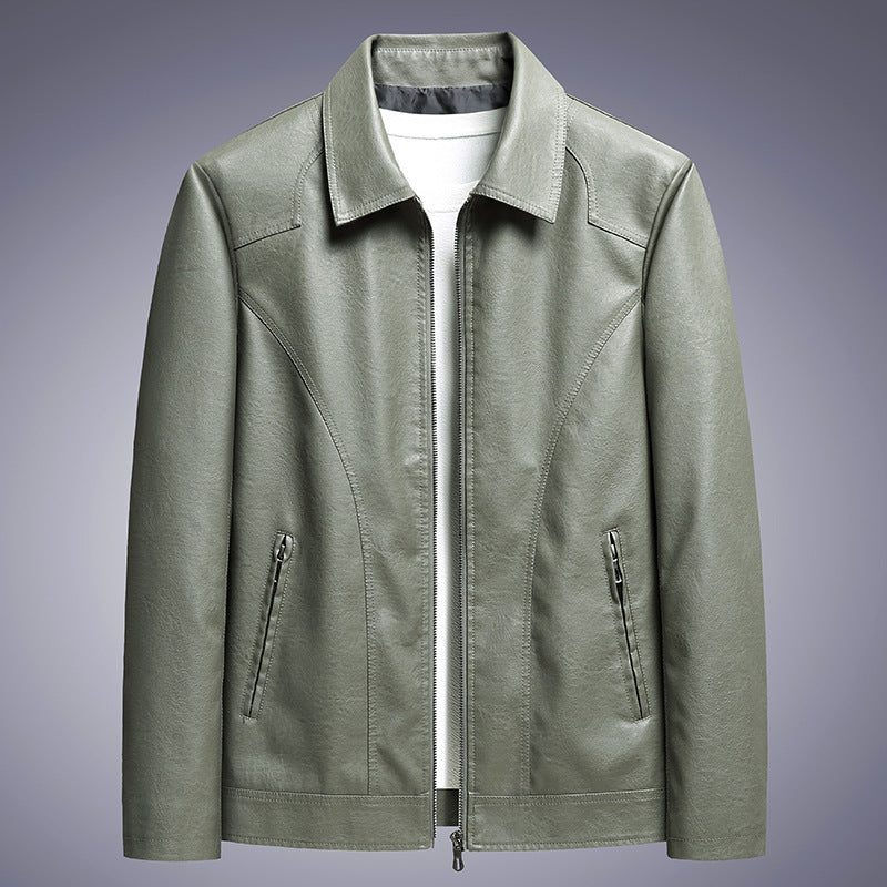 Herren schlanker Kunstleder-Fliegerblouson mit Hemdkragen und ergonomischen Nahtdetails Echoarchiv