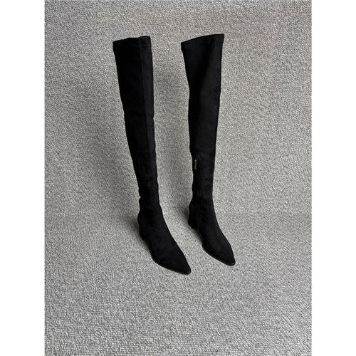 Damen Overknee‑Stiefel mit spitzer Zehenpartie, elastischem Schaft und sculpted Blockabsatz Echo Archiv