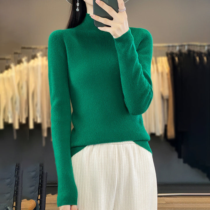 Damen Premium-Feinstrick-Mockneckpullover mit extra langen Ärmelabschlüssen und feiner Rippenstruktur Echoarchiv