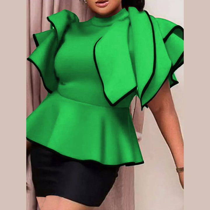 Damen Peplum-Top mit ausgefallenen Rüschen und asymmetrischem Schnitt Echo Archiv