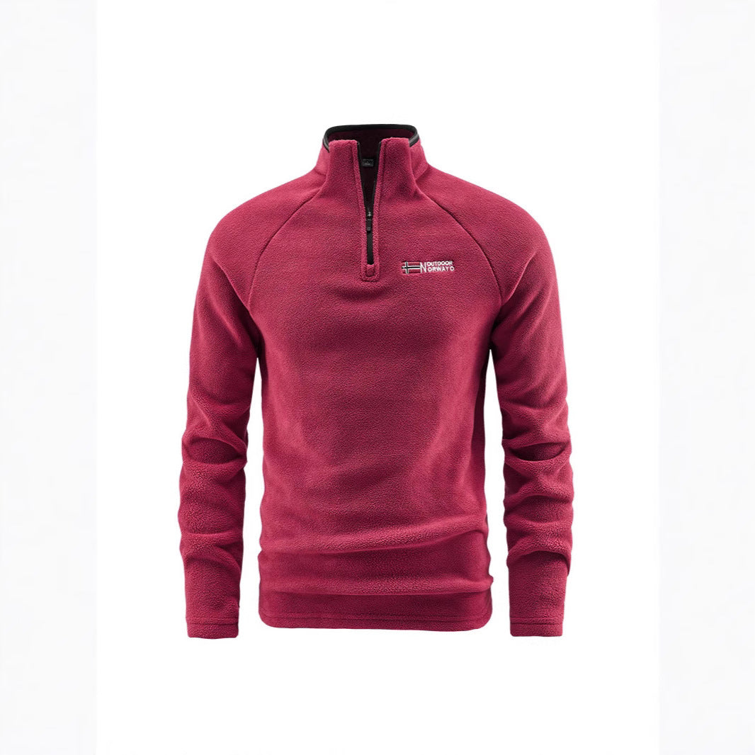 Herren Fleece-Halbzip-Pullover mit hohem Stehkragen und Raglanärmeln Echoarchiv