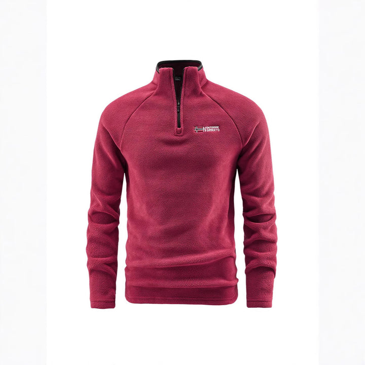 Herren Fleece-Halbzip-Pullover mit hohem Stehkragen und Raglanärmeln Echoarchiv