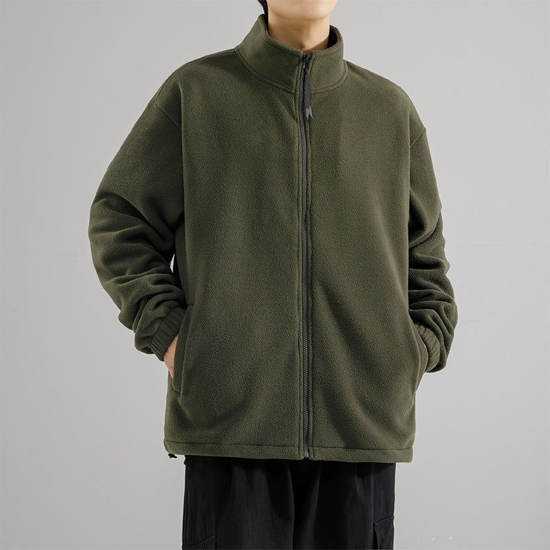 Herren Fleecejacke mit Stehkragen, durchgehendem Reißverschluss und elastischen Bündchen Echo Archiv