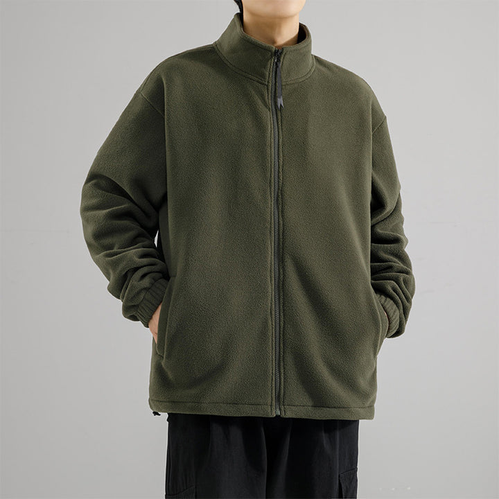 Herren Fleecejacke mit Stehkragen, durchgehendem Reißverschluss und elastischen Bündchen Echo Archiv