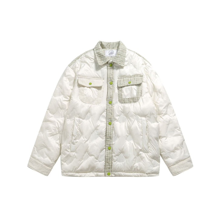 Damen gesteppte Hemdblousonjacke mit Tweedbesatz und Pattentaschen Echoarchiv