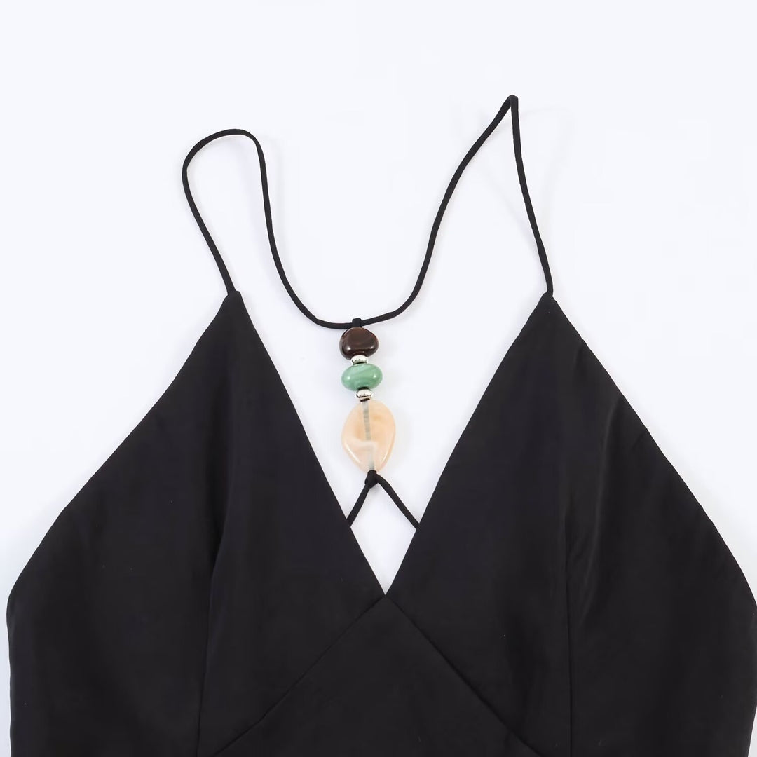 Damen Maxikleid mit zartem Spaghettiträgerdesign und eleganter Drapierung Echo Archiv