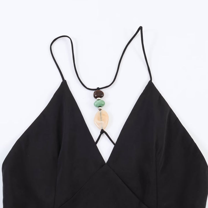 Damen Maxikleid mit zartem Spaghettiträgerdesign und eleganter Drapierung Echo Archiv