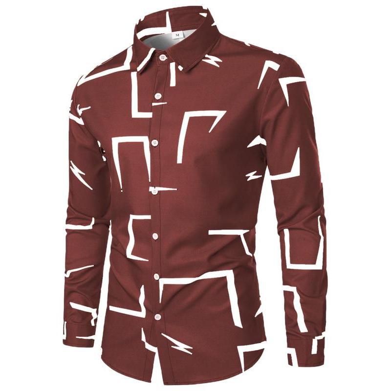 Herren modisches Langarmhemd mit geometrischem Design Echoarchiv
