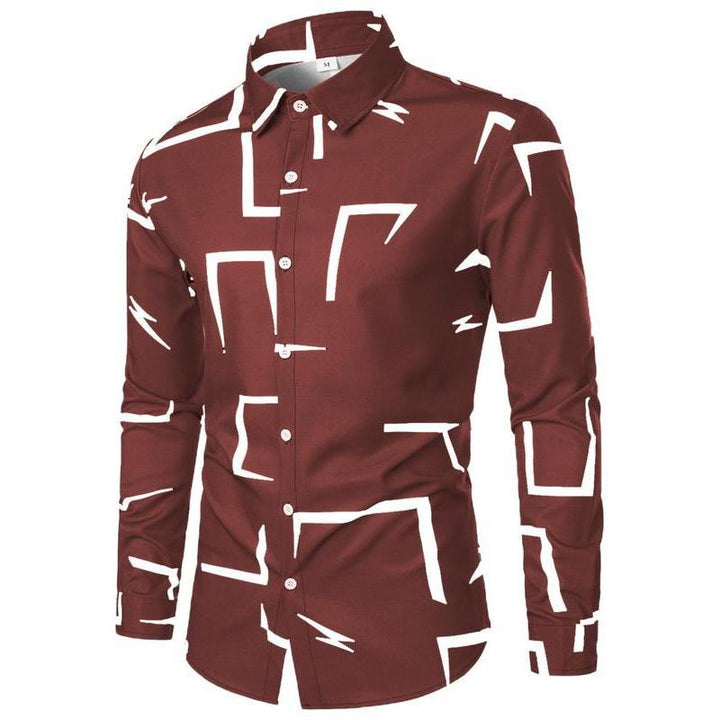 Herren modisches Langarmhemd mit geometrischem Design Echoarchiv