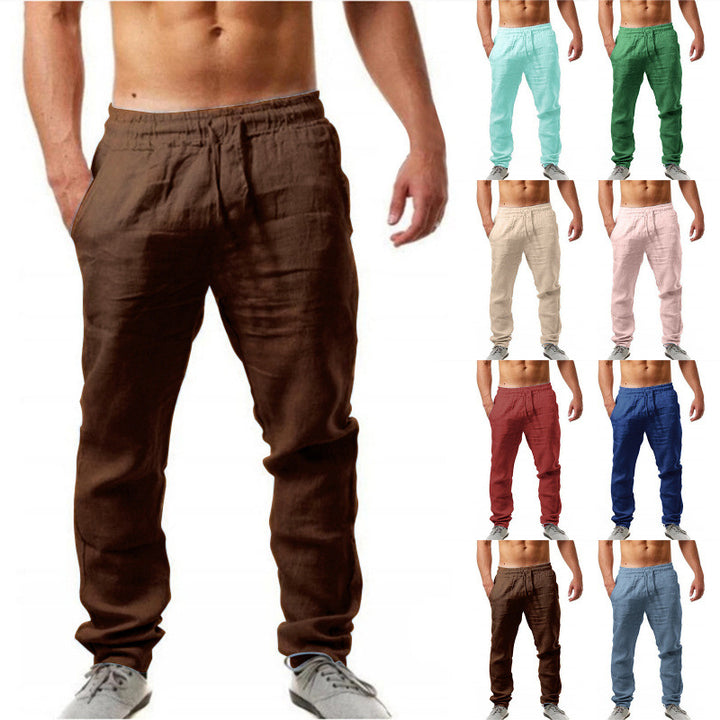 Herren luftige Leinenhose im relaxed Fit mit praktischem Kordelzug Echoarchiv