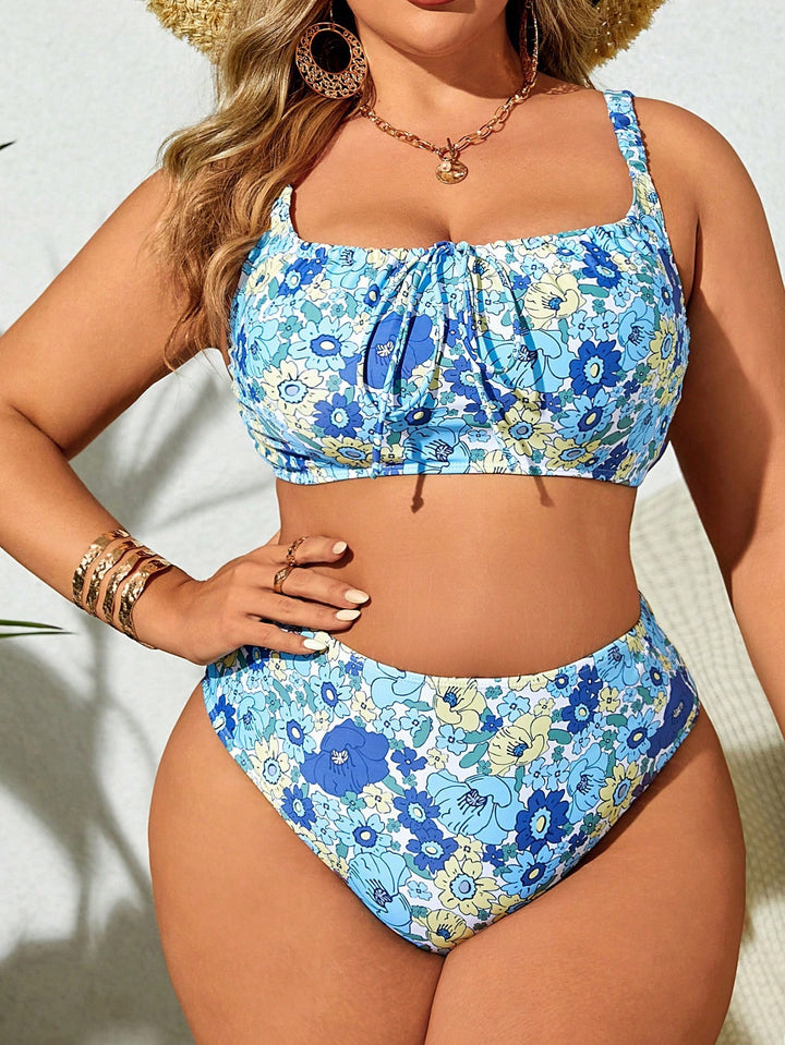 Damen Hochgeschnittene Blumen-Bikini Echo Archiv