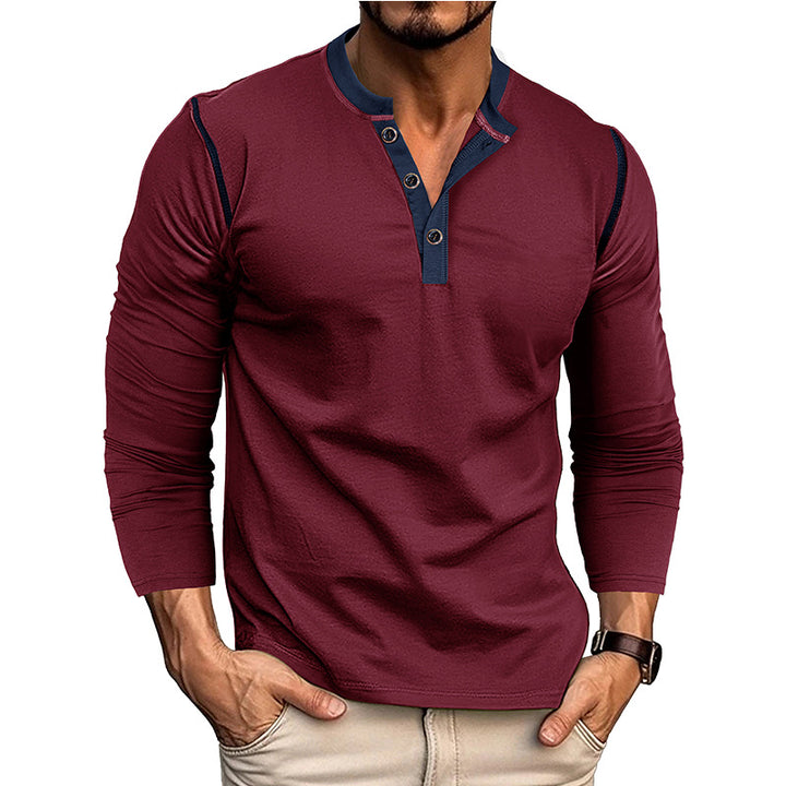 Herren Langarm-Hemd mit modischem Henley-Ausschnitt Echoarchiv